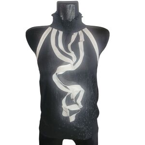 Smart Set Black and White Sleeveless Halter Top L